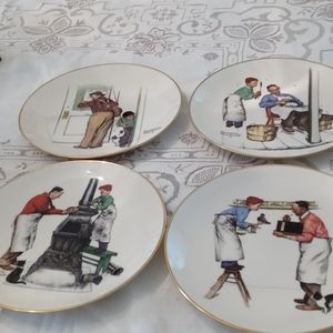 Set of 4 Norman Rockwell Four Seasons Plates